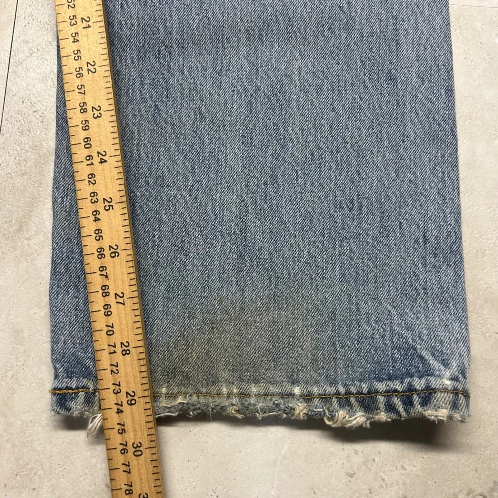 Levi's 501 Jeans Light Wash Men 36x29 Distressed Button Fly Straight Leg
